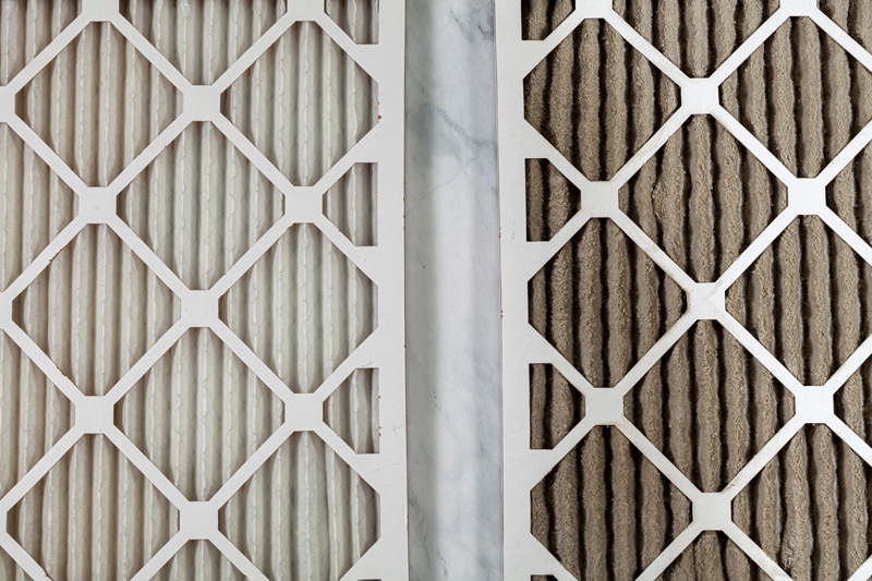 Furnace Filter dirty vs. clean replaced by City View Plumbing, Heating & Air Conditioning